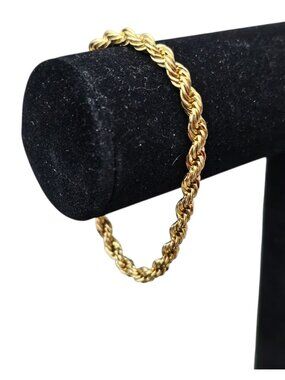 Monet Vintage Gold Tone Twisted Braided Rope Chain Bracelet 7"